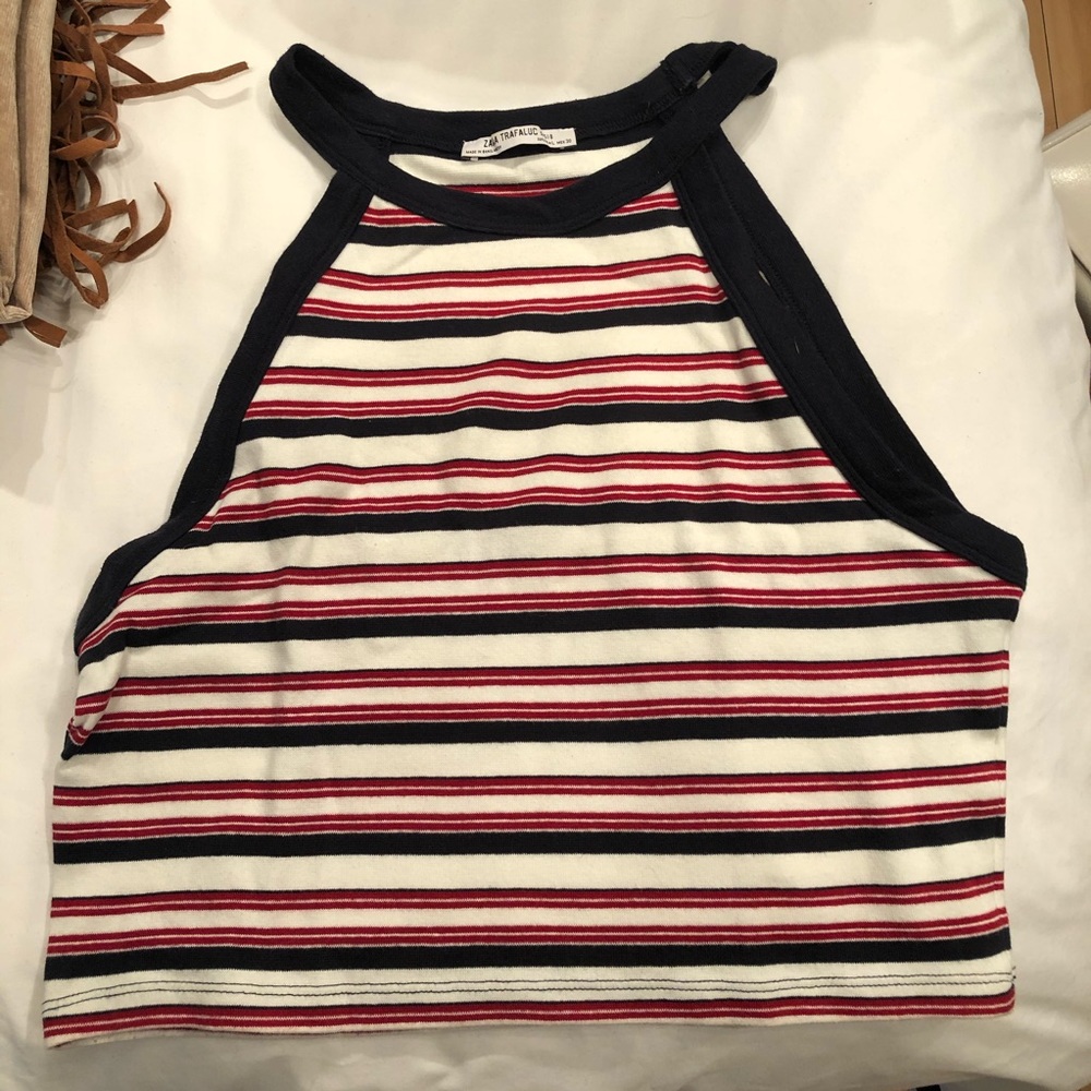 Zara TRF Sleeveless Striped Crop Top - Picture 4 of 6